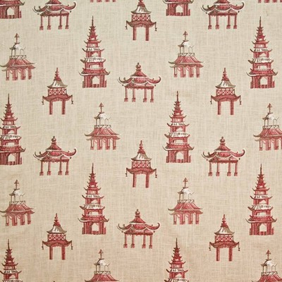 Kasmir Imperial Pagodas Flame in 1405 Multi Upholstery Rayon  Blend Fire Rated Fabric Crewel and Embroidered  Ethnic and Global   Fabric
