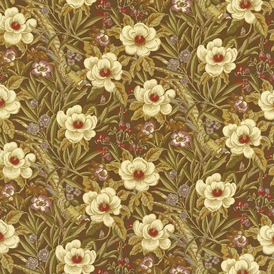 Kasmir Island Serenity Nutmeg in 5062 Multi Upholstery Cotton  Blend Fire Rated Fabric Birds and Feather   Fabric