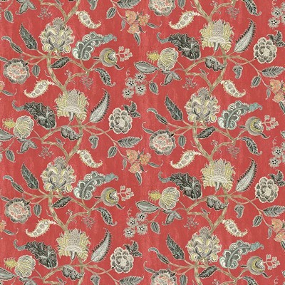 Kasmir Komaki Radish in 5063 Multi Upholstery Cotton  Blend Fire Rated Fabric Vine and Flower  Jacobean Floral   Fabric