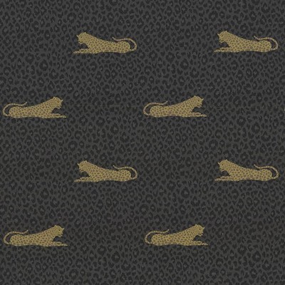 Kasmir Lazy Leopard Noir in 1424 Black Upholstery Polyester  Blend Fire Rated Fabric