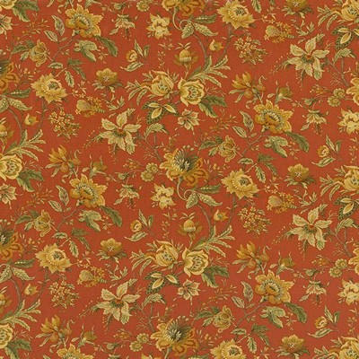 Kasmir Lismore Garden Vermillion in 1417 Multi Upholstery Linen  Blend Fire Rated Fabric Vine and Flower  Jacobean Floral   Fabric