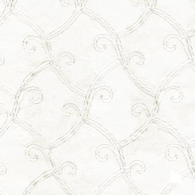 Kasmir Lyndon Scroll Champagne in SHEER ARTISTRY Beige Polyester  Blend Fire Rated Fabric Crewel and Embroidered  NFPA 701 Flame Retardant  Scroll   Fabric