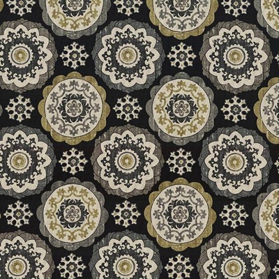 Kasmir Montezuma Ebony in 5078 Black Upholstery Cotton  Blend Fire Rated Fabric Ethnic and Global   Fabric