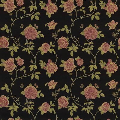 Kasmir Morningside Ebony in 1424 Black Upholstery Rayon  Blend Fire Rated Fabric Vine and Flower   Fabric