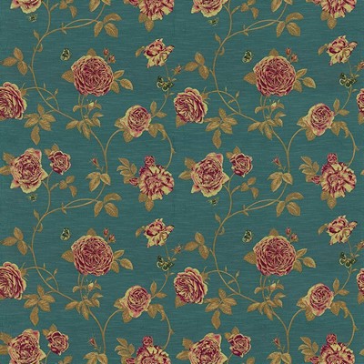Kasmir Morningside Peacock in 1423 Blue Upholstery Rayon  Blend Fire Rated Fabric Vine and Flower   Fabric