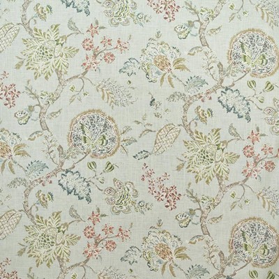 Kasmir Nicholson Hill Blue Citrine in GRAND TRADITIONS VOL 2 Green Upholstery Linen  Blend Fire Rated Fabric Vine and Flower  Jacobean Floral   Fabric