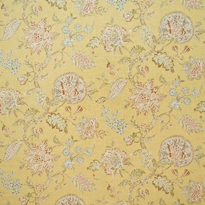 Kasmir Nicholson Hill Topaz in GRAND TRADITIONS VOL 1 Yellow Upholstery Linen  Blend Fire Rated Fabric Vine and Flower  Jacobean Floral  Floral Linen   Fabric