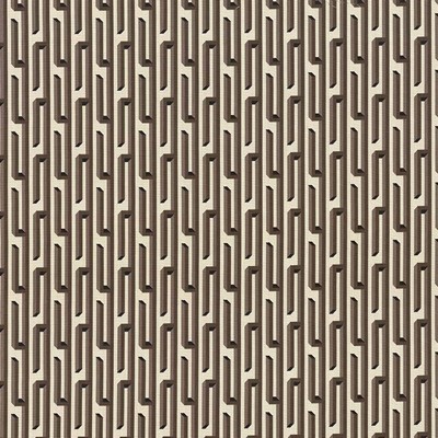 Kasmir Nobu Fret Chocolate in 5084 Brown Upholstery Cotton  Blend Fire Rated Fabric