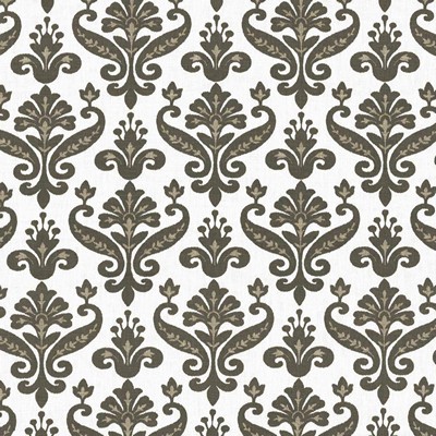 Kasmir Nokoni Charcoal in 5113 Grey Upholstery Linen  Blend Classic Damask  Ethnic and Global   Fabric