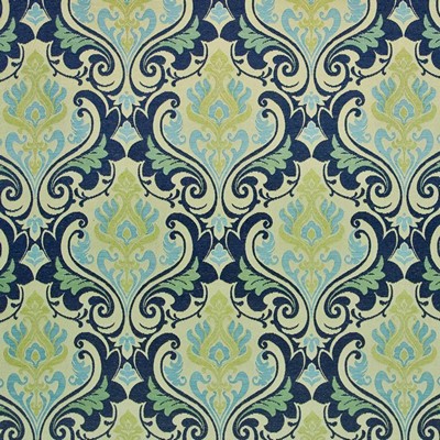 Kasmir Oishii Aquamarine in 1405 Blue Upholstery Rayon  Blend Fire Rated Fabric Classic Damask  Scroll   Fabric