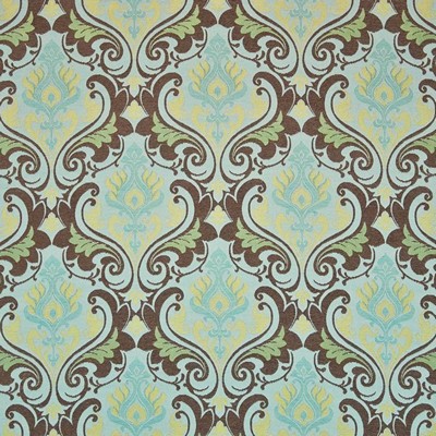 Kasmir Oishii Turquoise in 1406 Blue Upholstery Rayon  Blend Fire Rated Fabric Classic Damask  Scroll   Fabric