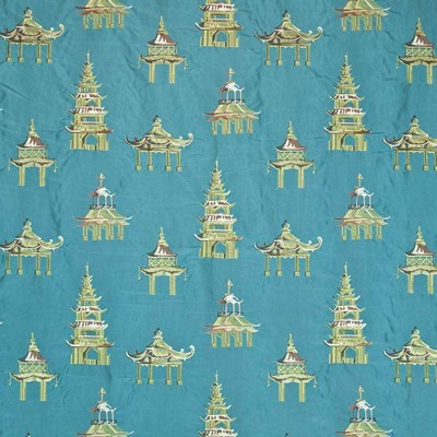 Kasmir Old Shanghai Turquoise in 1406 Blue Upholstery Rayon  Blend Fire Rated Fabric Crewel and Embroidered   Fabric