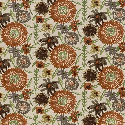Kasmir Painterly Garden Persimmon in 5079 Orange Upholstery Cotton  Blend Fire Rated Fabric Vine and Flower   Fabric