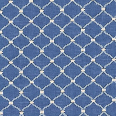 Kasmir Park Gate Azure in 1419 Blue Upholstery Linen  Blend Fire Rated Fabric Trellis Diamond   Fabric