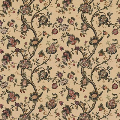 Kasmir Pembroke Manor Shortbread in 1434 Multi Upholstery Linen  Blend Fire Rated Fabric Vine and Flower  Jacobean Floral   Fabric