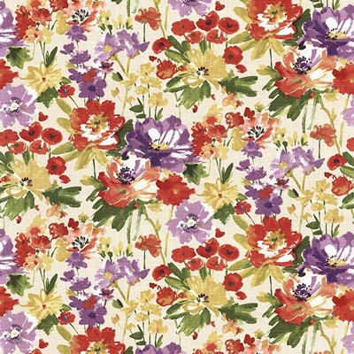 Kasmir Penelope Rouge in 5063 Multi Upholstery Cotton  Blend Fire Rated Fabric Vine and Flower   Fabric