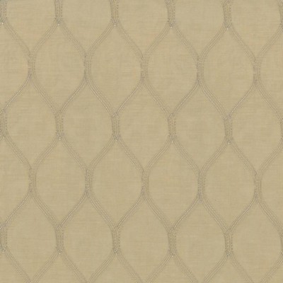 Kasmir Per Se Linen in IMPRESSIONS Beige Polyester  Blend Crewel and Embroidered  Trellis Diamond   Fabric