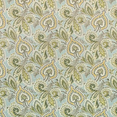 Kasmir Punjab Paisley Glacier in GRAND TRADITIONS VOL 2 White Upholstery Linen  Blend Fire Rated Fabric Jacobean Floral  Ethnic and Global   Fabric