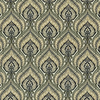 Kasmir Raj Granite in 1416 Grey Upholstery Cotton  Blend Fire Rated Fabric Scroll  Ethnic and Global   Fabric
