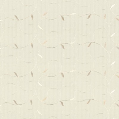 Kasmir Rambling Vine Sand in IMPRESSIONS Beige Polyester  Blend Fire Rated Fabric Crewel and Embroidered  NFPA 701 Flame Retardant  Vine and Flower  Scroll   Fabric