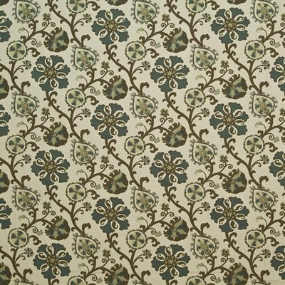 Kasmir Rivulet Teal in GRAND TRADITIONS VOL 2 Green Upholstery Polyester  Blend Fire Rated Fabric Vine and Flower  Ethnic and Global   Fabric