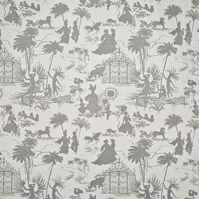 Kasmir Royal Pavillion Platinum in 1406 Silver Upholstery Polyester  Blend Fire Rated Fabric Tropical  Ethnic and Global  French Country Toile   Fabric