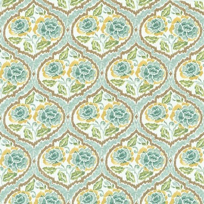 Kasmir Sassy Floral Green Tea in 1420 Green Upholstery Linen  Blend Fire Rated Fabric