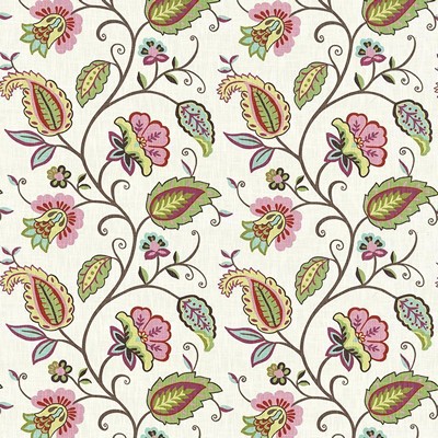 Kasmir Sorellina Rose in 5064 Pink Upholstery Cotton  Blend Fire Rated Fabric Vine and Flower   Fabric