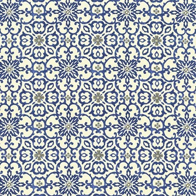 Kasmir Summerlyn Azure in 5081 Blue Upholstery Cotton  Blend Fire Rated Fabric Scroll  Ethnic and Global   Fabric