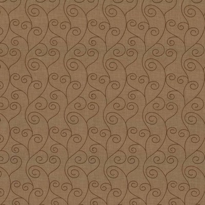 Kasmir Swoop Cappuccino in 1443 Brown Polyester  Blend Crewel and Embroidered  Scroll   Fabric