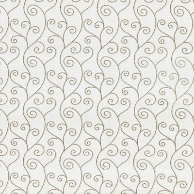 Kasmir Swoop Off White in 1443 White Polyester  Blend Crewel and Embroidered  Scroll   Fabric