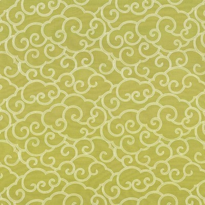 Kasmir Tidal Wave Citrine in 1420 Green Upholstery Cotton  Blend Fire Rated Fabric Scroll   Fabric