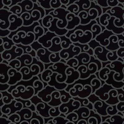 Kasmir Tidal Wave Shimmer in 1416 Black Upholstery Cotton  Blend Fire Rated Fabric Scroll   Fabric