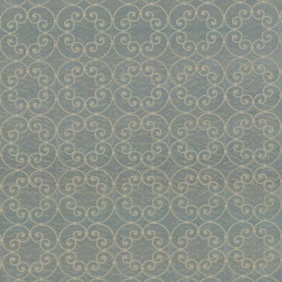 Kasmir Tracery Steel Blue in 5073 Grey Polyester  Blend Crewel and Embroidered  Scroll   Fabric
