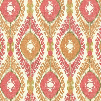 Kasmir Tucumcari Coral Reef in 5079 Orange Upholstery Linen  Blend Fire Rated Fabric Trellis Diamond  Ethnic and Global   Fabric
