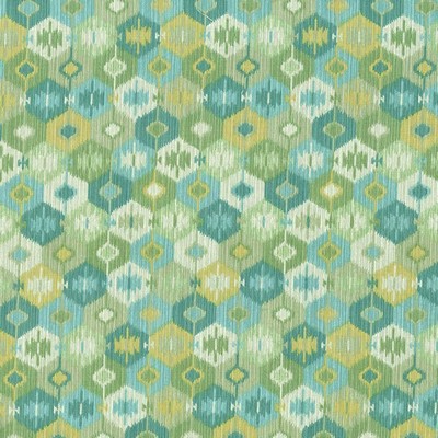 Kasmir Valdez Ikat Spring Rain in 1442 Green Upholstery Cotton  Blend Fire Rated Fabric Ethnic and Global   Fabric