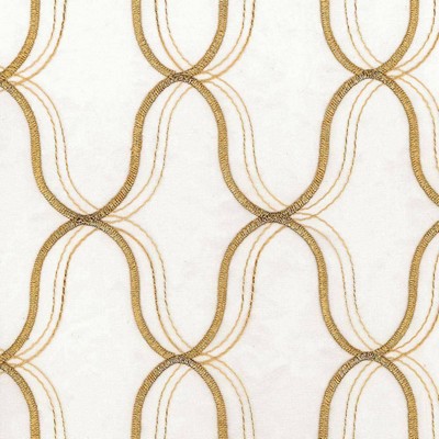 Kasmir Wavefront Gold in IMPRESSIONS Gold Polyester  Blend Crewel and Embroidered  Trellis Diamond   Fabric