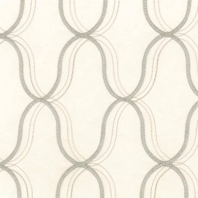 Kasmir Wavefront Platinum in IMPRESSIONS Silver Polyester  Blend Crewel and Embroidered  Trellis Diamond   Fabric