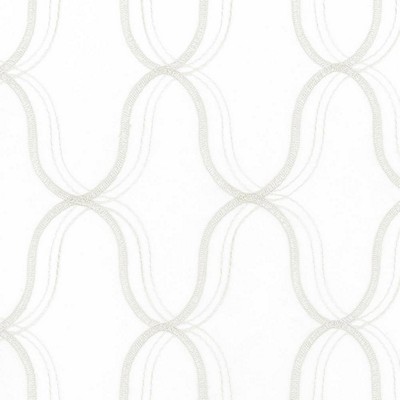 Kasmir Wavefront White in IMPRESSIONS White Polyester  Blend Crewel and Embroidered  Trellis Diamond   Fabric