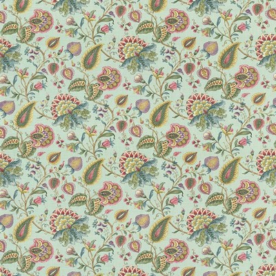 Kasmir Westbend Floral Seagreen in 1420 Green Upholstery Polyester  Blend Fire Rated Fabric Vine and Flower  Jacobean Floral   Fabric
