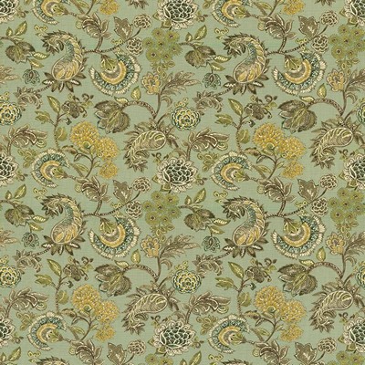 Kasmir Wyndham Garden Eucalyptus in 1420 Green Upholstery Cotton  Blend Fire Rated Fabric Vine and Flower  Jacobean Floral   Fabric
