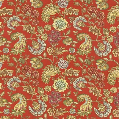 Kasmir Wyndham Garden Geranium in 1417 Multi Upholstery Cotton  Blend Fire Rated Fabric Vine and Flower  Jacobean Floral   Fabric