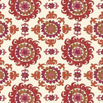 Kasmir Zambra Garnet in 5064 Red Upholstery Cotton  Blend Fire Rated Fabric Ethnic and Global   Fabric
