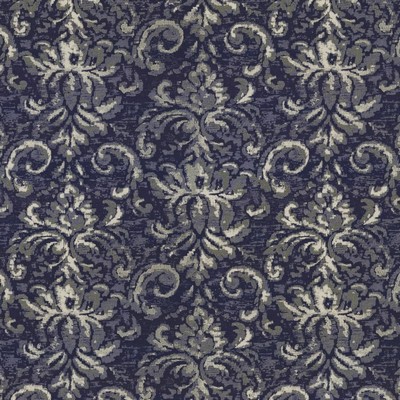 Kasmir Anthology Indigo in 5143 Blue Polyester  Blend Fire Rated Fabric Classic Damask  Medium Duty CA 117  Scroll   Fabric