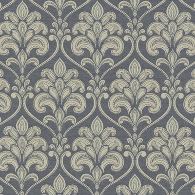 Kasmir Baton Rouge Blue in 5143 Blue Polyester  Blend Fire Rated Fabric Classic Damask  Heavy Duty CA 117  NFPA 260  Scroll   Fabric