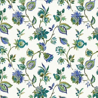 Kasmir Becoming Cobalt in 1467 Blue Cotton
 Fire Rated Fabric Heavy Duty CA 117  Jacobean Floral   Fabric