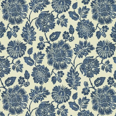 Kasmir Chromia Indigo in 5143 Blue Cotton  Blend Heavy Duty Tropical  Vine and Flower  Jacobean Floral   Fabric