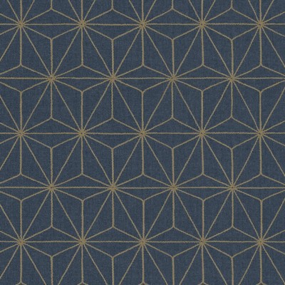 Kasmir Cubes Navy in 5156 Blue Polyester  Blend Crewel and Embroidered   Fabric
