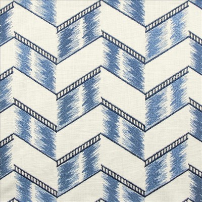 Kasmir Emberton Windsor in 1470 Blue Cotton
 Fire Rated Fabric Crewel and Embroidered  Heavy Duty CA 117  NFPA 260  Zig Zag   Fabric