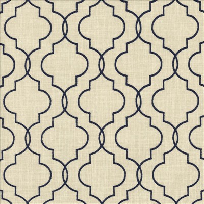 Kasmir Evaluation Marine in 1470 Blue Polyester
 Fire Rated Fabric Crewel and Embroidered  Trellis Diamond  High Performance CA 117  NFPA 260   Fabric